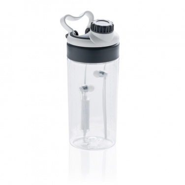 Logotrade promotional merchandise picture of: Leakproof bottle with wireless earbuds, white