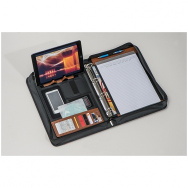 Logo trade promotional items image of: DIN A4 conference folder with ring binder, brown