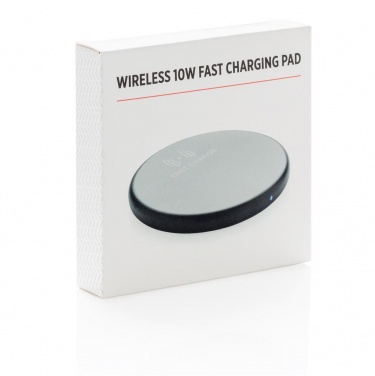 Logo trade corporate gifts picture of: Wireless 10W fast charging pad, black