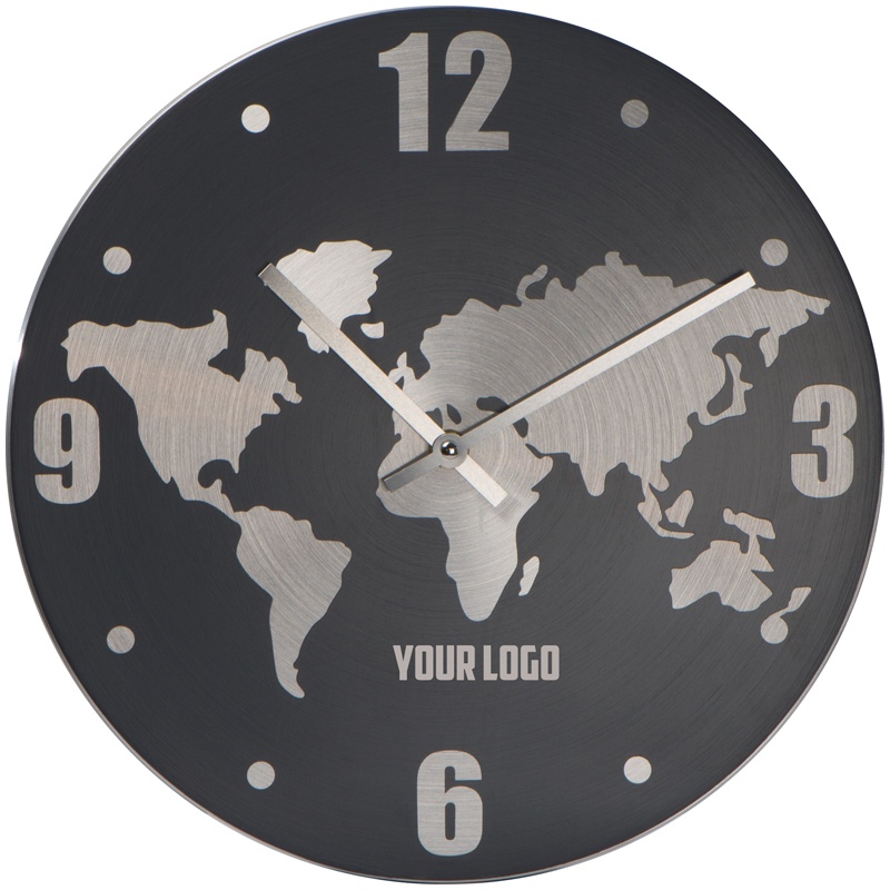 Logo trade promotional giveaway photo of: Aluminium wall clock, grey/black