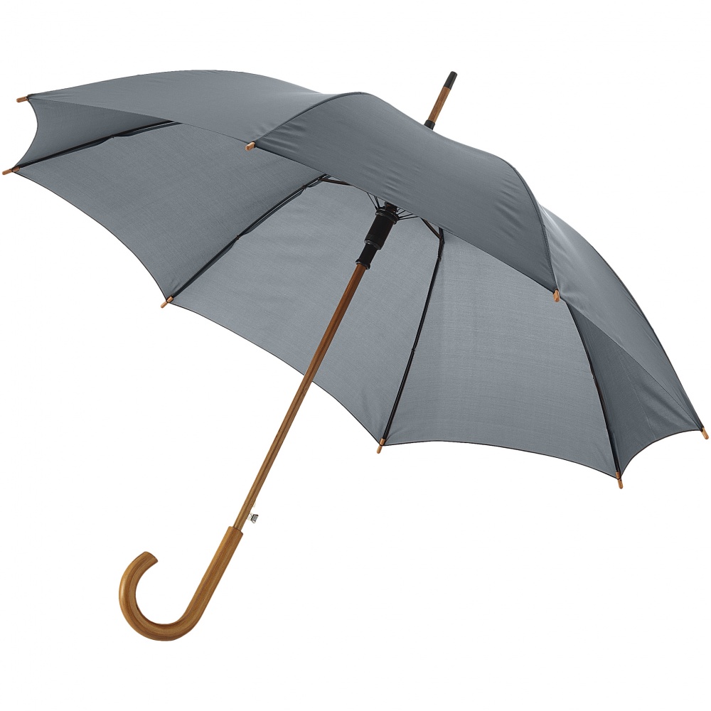 Logo trade promotional merchandise picture of: Kyle 23" auto open umbrella wooden shaft and handle, grey