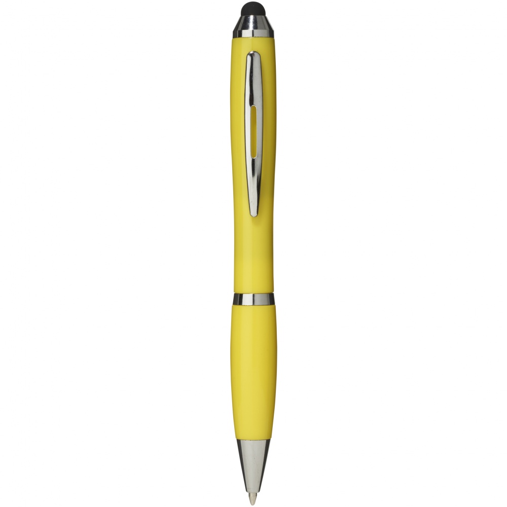 Logo trade advertising products image of: Nash stylus ballpoint pen, yellow
