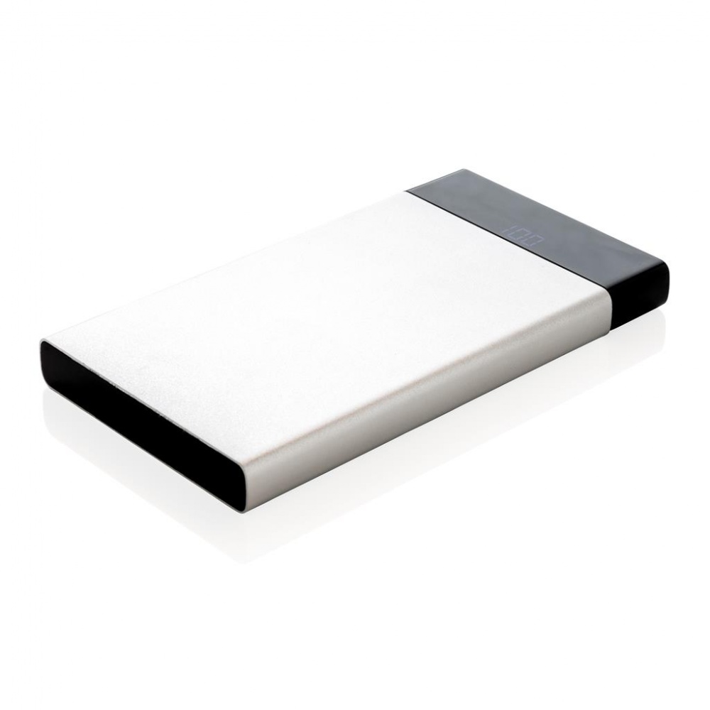 Logotrade promotional gift image of: 6.000 mAh flat powerbank digital display, Silver
