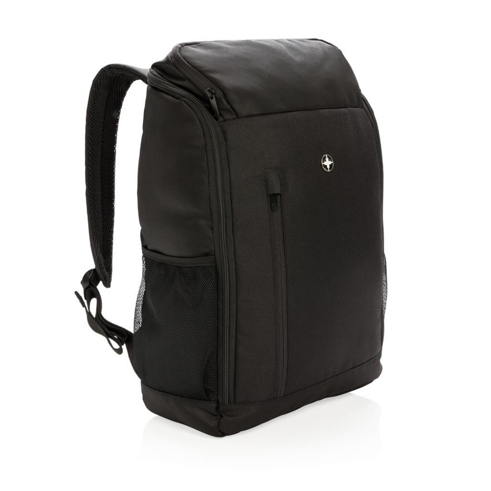 Logo trade advertising product photo of: Swiss Peak RFID easy access 15" laptop backpack, Black