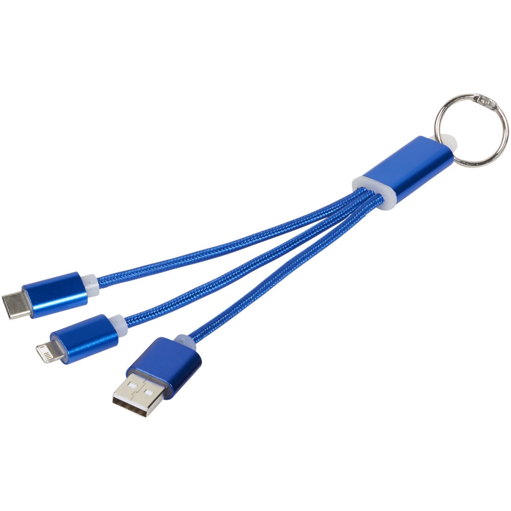 Logotrade promotional merchandise picture of: Metal 3-in-1 Charging Cable with Key-ring, blue