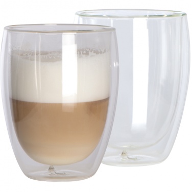 Logotrade business gift image of: Set of 2 double-walled cappuccino cups, transparent