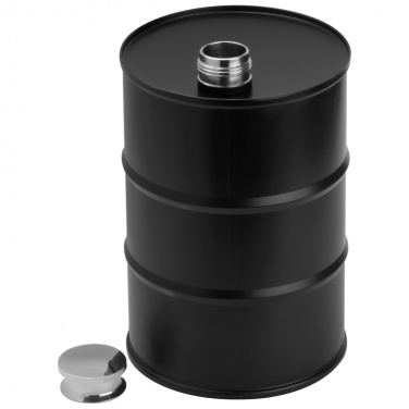 Logo trade promotional products image of: Hip flask barrel, black