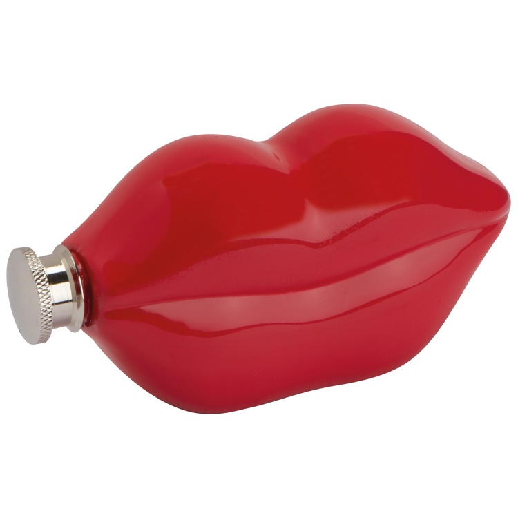 Logo trade promotional gifts image of: Lip shaped hip flask, deep red