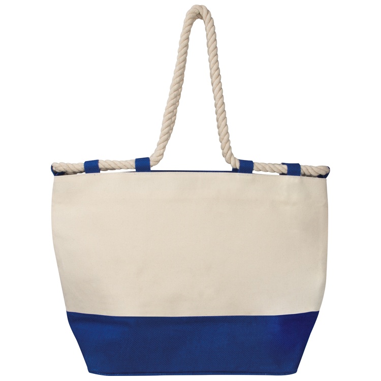 Logo trade corporate gifts image of: Beach bag with drawstring, blue/natural white