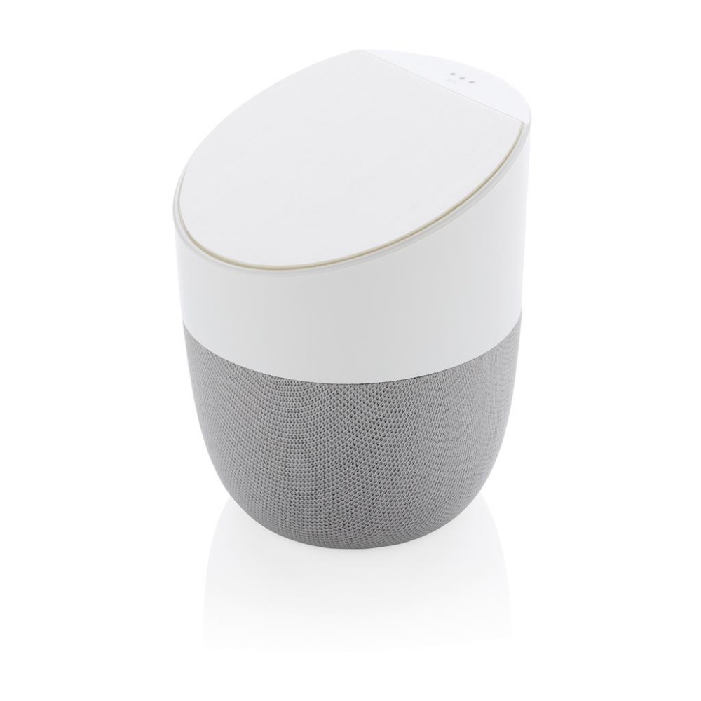 Logo trade promotional giveaways picture of: Home speaker with wireless charger, white
