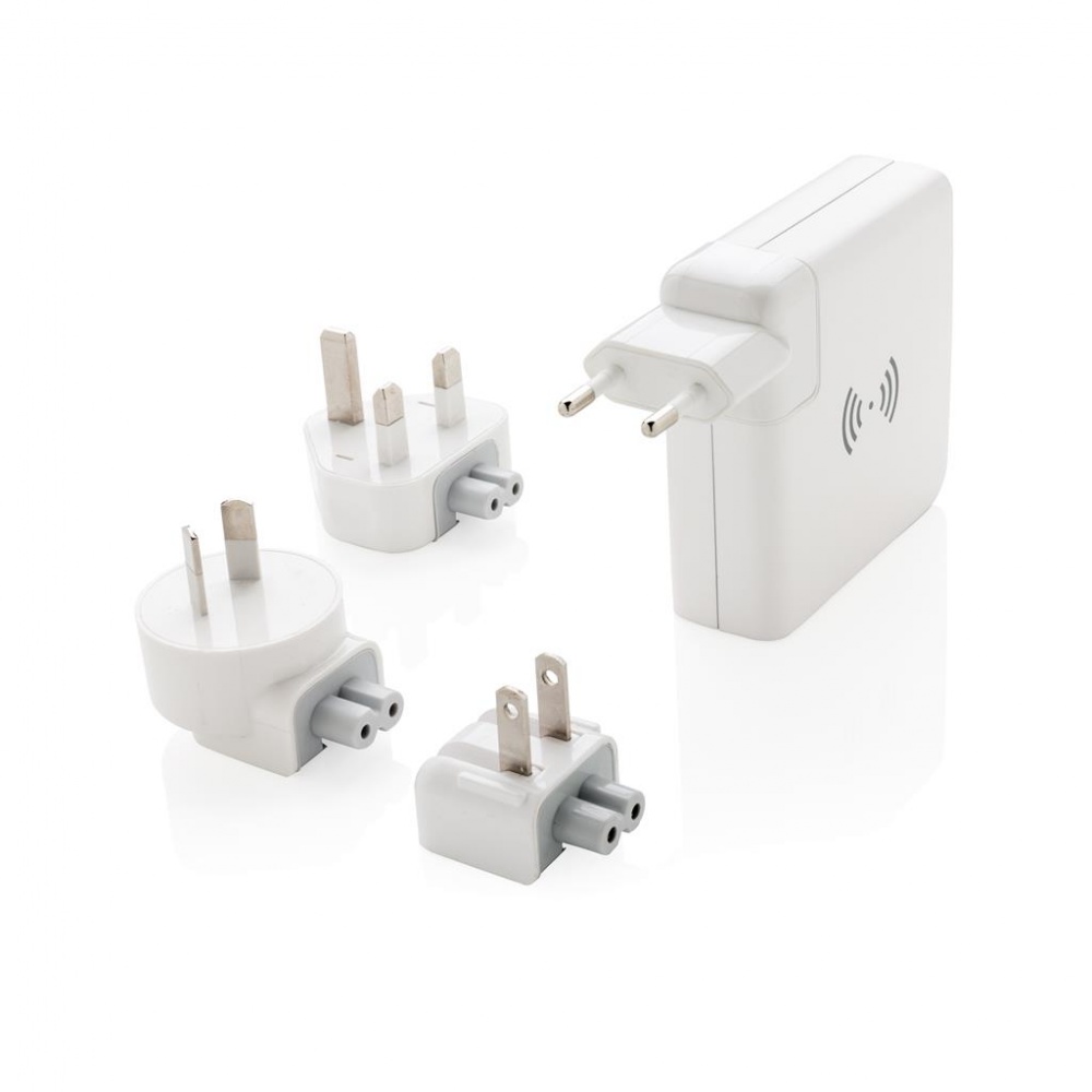 Logotrade promotional gifts photo of: Travel adapter wireless powerbank, white