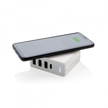 Logotrade promotional item image of: Travel adapter wireless powerbank, white