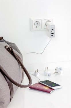 Logotrade promotional giveaways photo of: Travel adapter wireless powerbank, white
