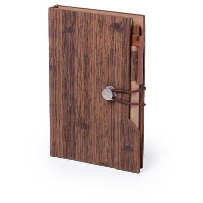 Logo trade promotional merchandise image of: Memo holder, notebook A5, sticky notes, ball pen, brown
