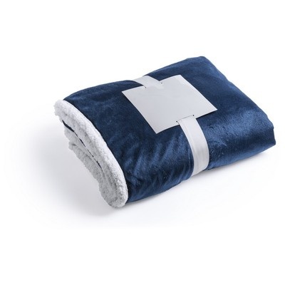Logo trade promotional gift photo of: Blanket fleece, navy/white