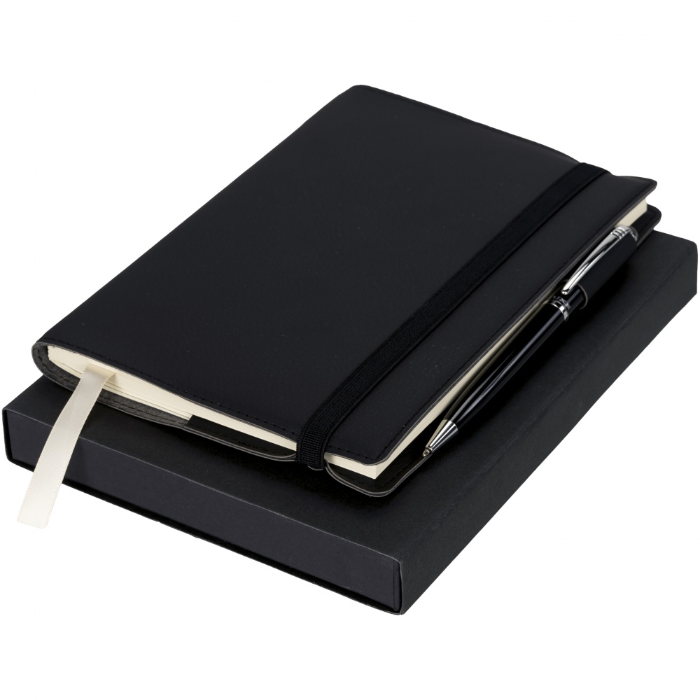 Logo trade promotional giveaways picture of: Notebook with Pen Gift Set, black