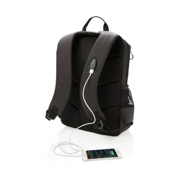 Logo trade promotional giveaway photo of: Lima 15" RFID & USB laptop backpack, black