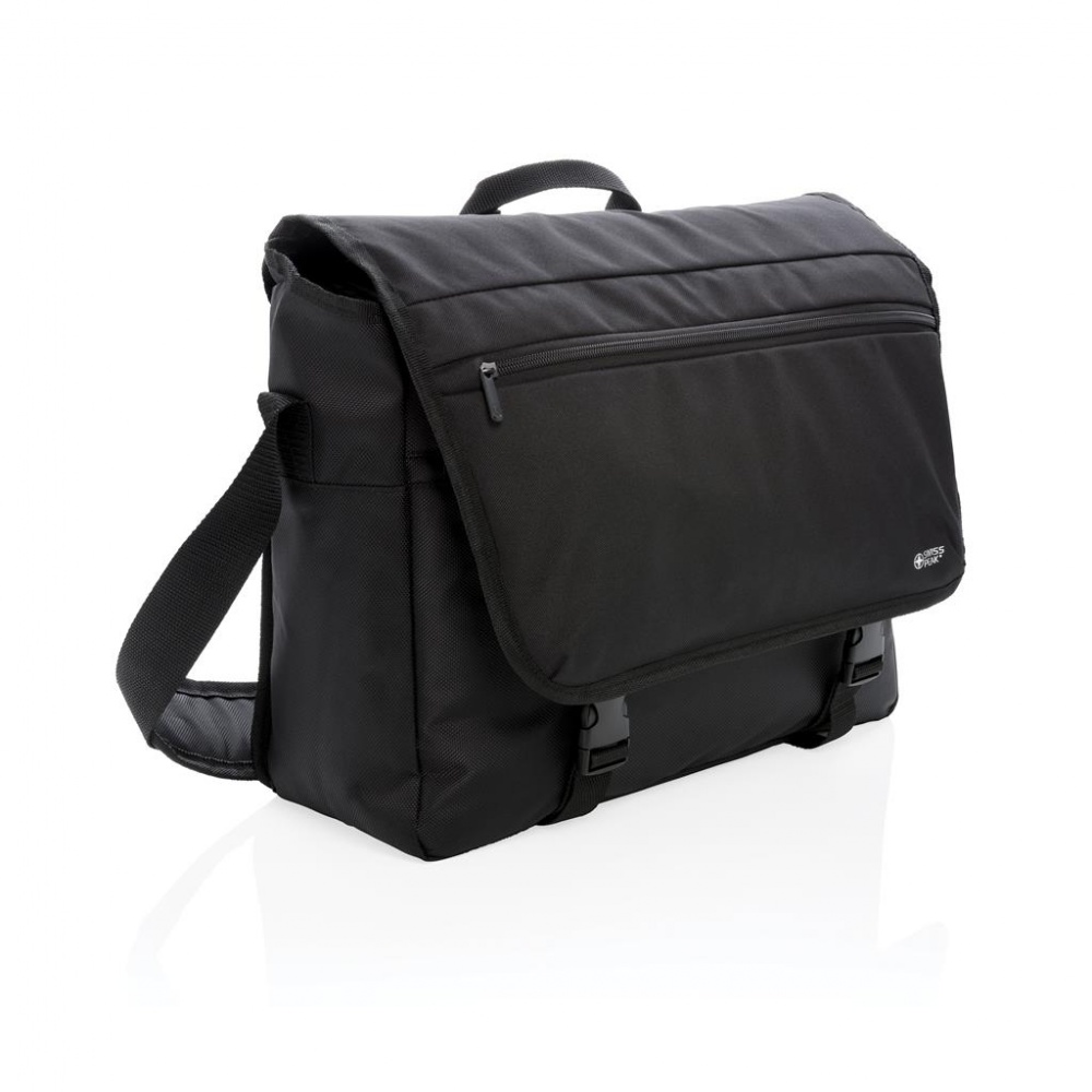 Logotrade promotional giveaway picture of: Swiss Peak RFID 15" laptop messenger bag PVC free, black