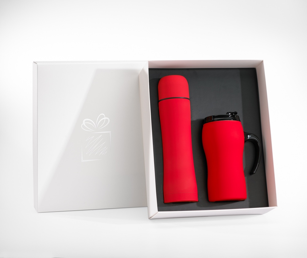 Logotrade promotional giveaway picture of: THERMAL MUG & THERMOS SET, red