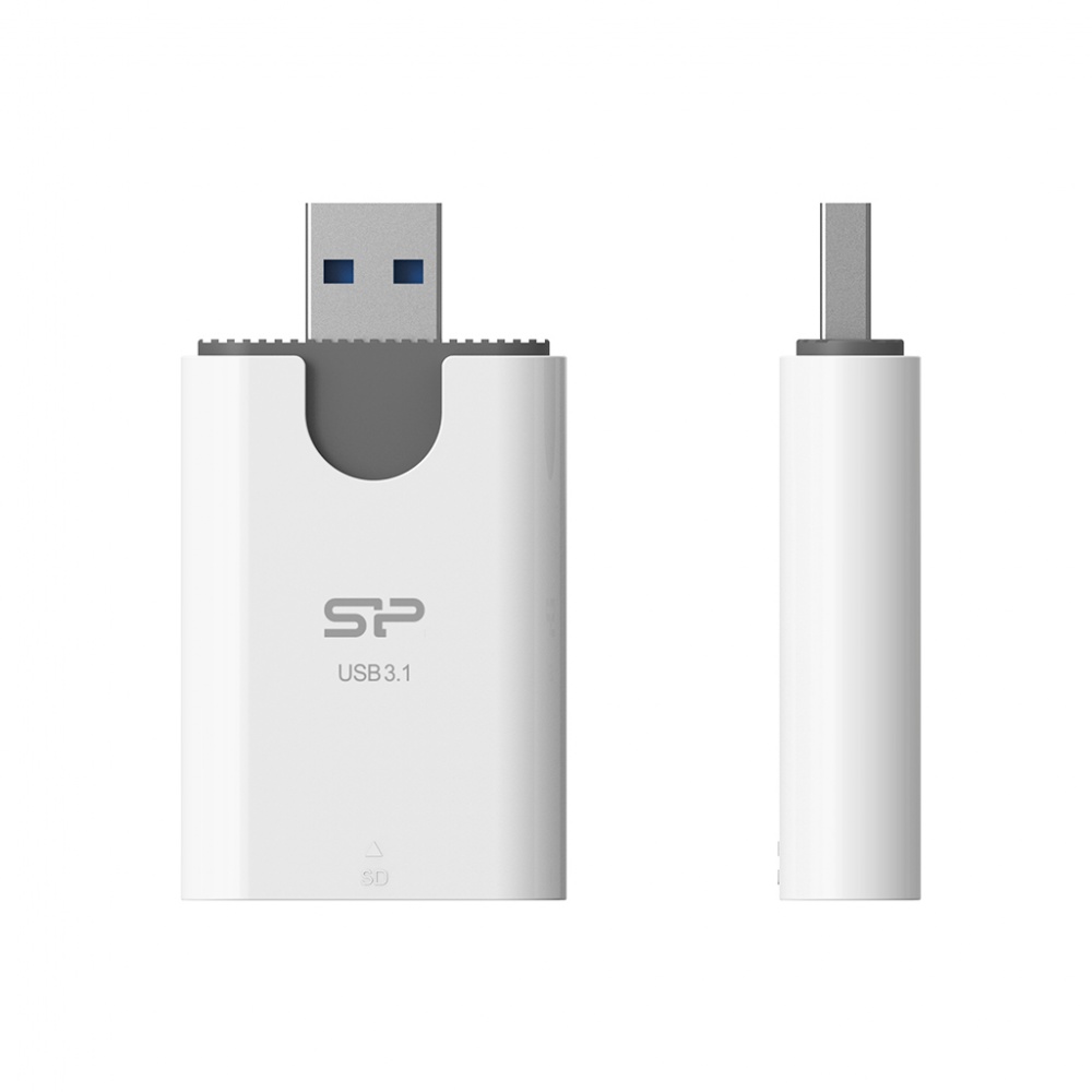 Logo trade promotional products picture of: MicroSD and SD card reader Silicon Power Combo 3.1, White