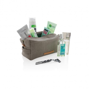 Logotrade promotional item image of: Canvas toiletry bag PVC free, grey