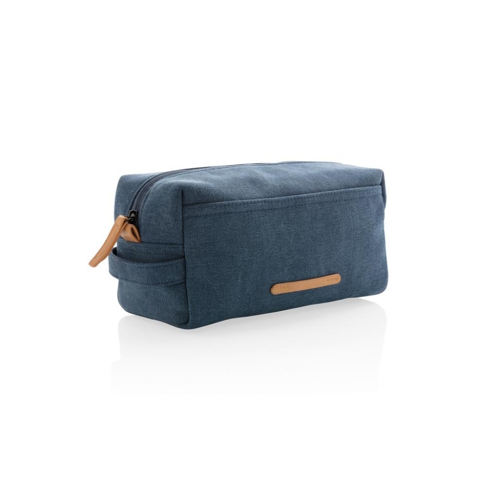 Logotrade promotional item image of: Canvas toiletry bag PVC free, blue