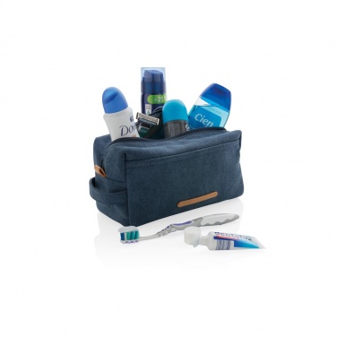 Logo trade promotional gift photo of: Canvas toiletry bag PVC free, blue