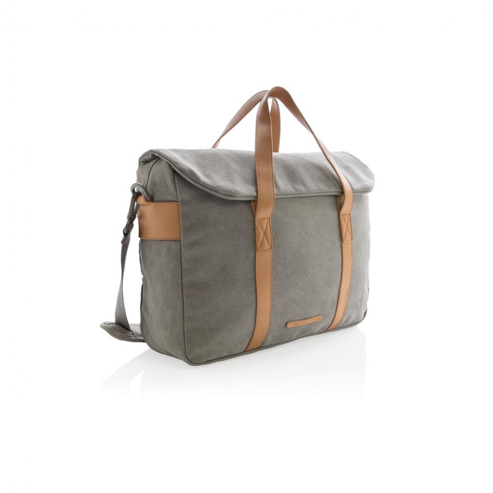Logo trade corporate gifts picture of: Canvas laptop bag PVC free, grey