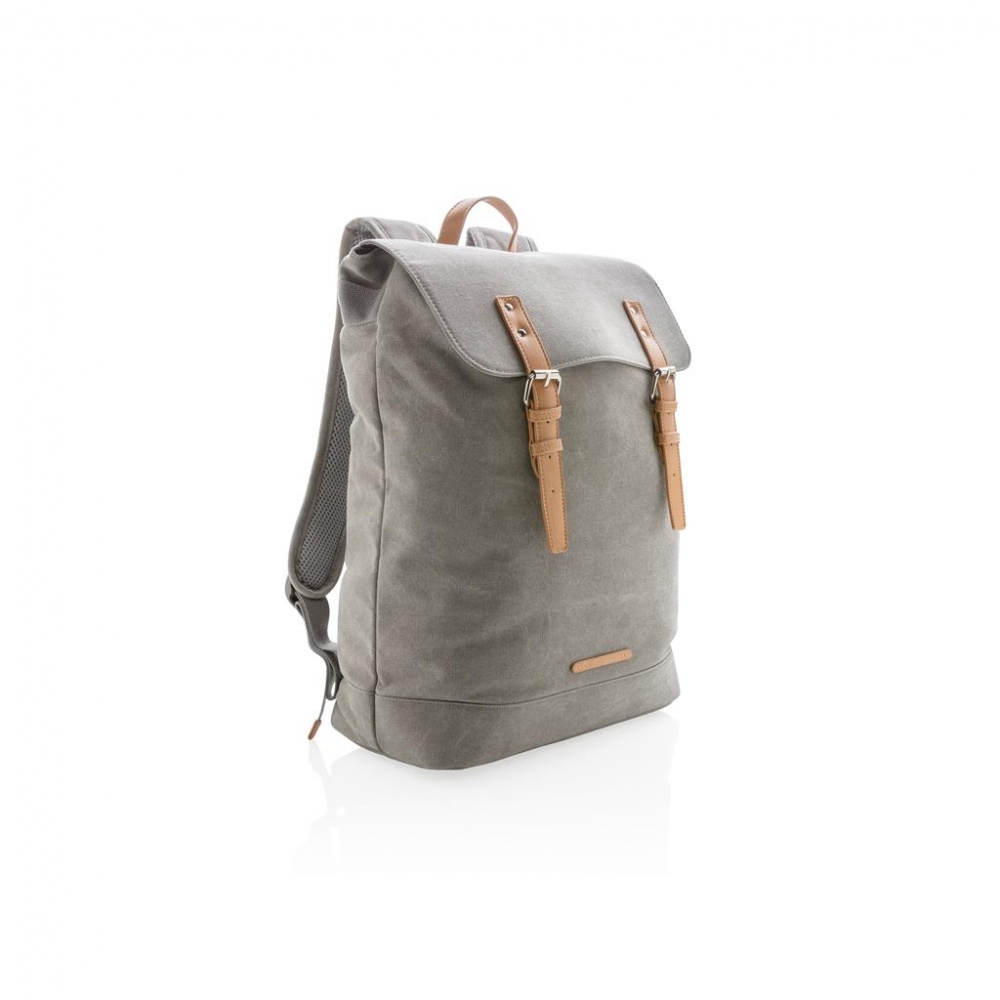 Logotrade promotional product image of: Canvas laptop backpack PVC free, grey