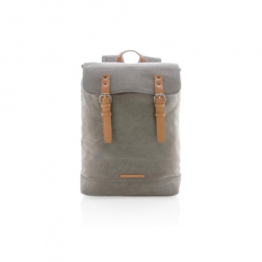 Logotrade promotional giveaway image of: Canvas laptop backpack PVC free, grey