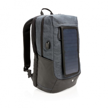 Logotrade promotional product picture of: Swiss Peak eclipse solar backpack, black