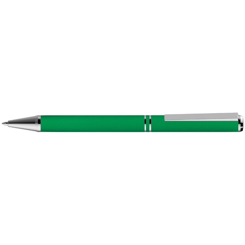 Logo trade advertising products image of: Metal ballpen with zig-zag clip, green
