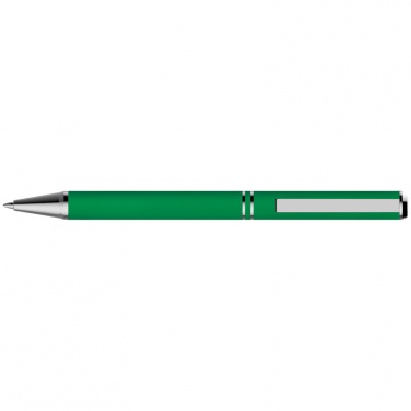 Logo trade promotional item photo of: Metal ballpen with zig-zag clip, green