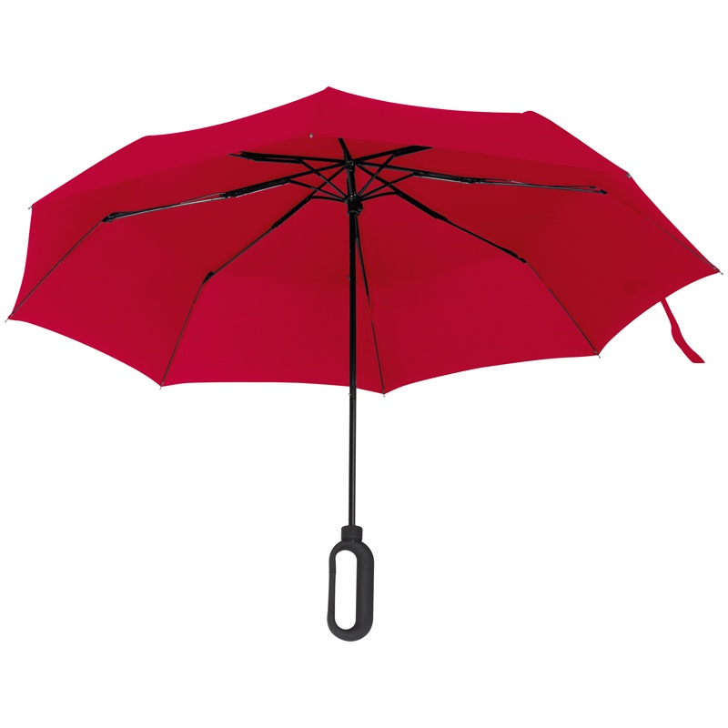 Logo trade promotional giveaways picture of: Automatic pocket umbrella with carabiner handle, Red