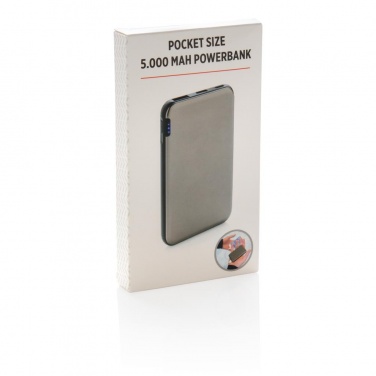 Logotrade promotional merchandise image of: Pocket-size 5.000 mAh powerbank, grey