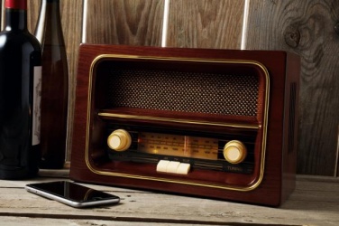 Logo trade advertising products image of: AM/FM radio RECEIVER, brown