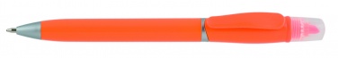 Logo trade advertising products image of: Plastic ball pen with highlighter 2-in-1 GUARDA, Orange
