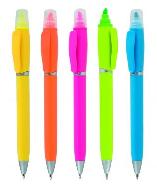 Logo trade corporate gifts picture of: Plastic ball pen with highlighter 2-in-1 GUARDA, Orange