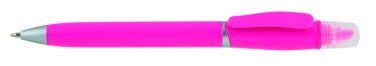 Logo trade corporate gifts picture of: Plastic ball pen with highlighter 2-in-1 GUARDA, Pink