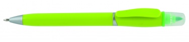 Logo trade promotional giveaways picture of: Plastic ball pen with highlighter 2-in-1 GUARDA, Green