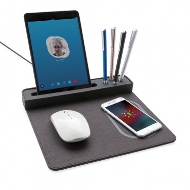 Logo trade advertising products picture of: Air mousepad with 5W wireless charging and USB, black