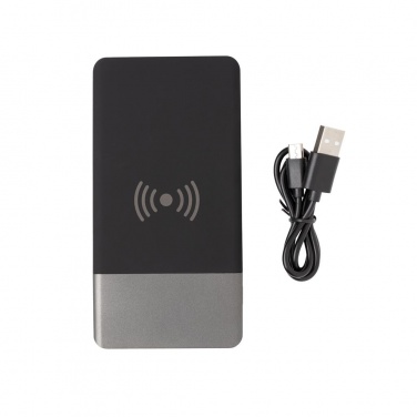 Logo trade promotional giveaways picture of: 5.000 mAh Soft Touch Wireless 5W Charging Powerbank
, grey