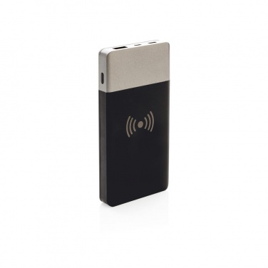 Logo trade advertising products picture of: 5.000 mAh Soft Touch Wireless 5W Charging Powerbank
, grey