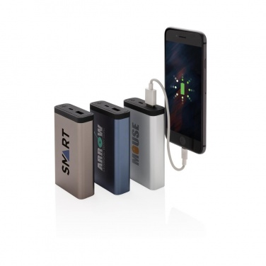 Logo trade promotional gifts picture of: 10.000 mAh Aluminum pocket powerbank, silver