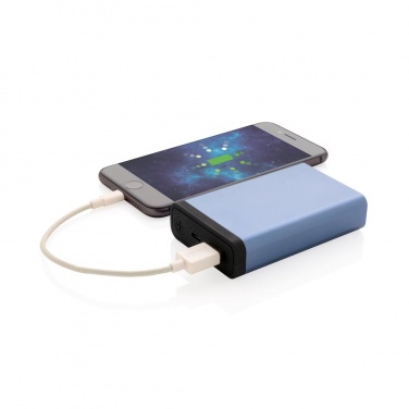 Logo trade promotional gifts picture of: 10.000 mAh Aluminum pocket powerbank, blue