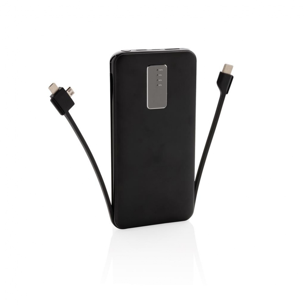 Logotrade promotional merchandise photo of: 10.000 mAh powerbank with integrated cable, black