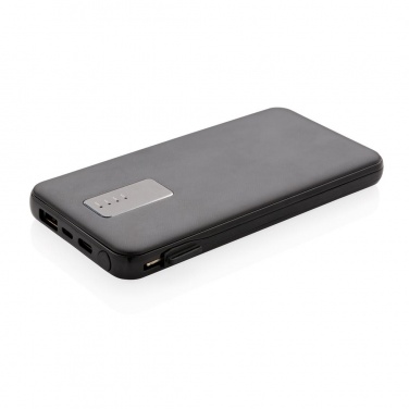 Logo trade promotional items image of: 10.000 mAh powerbank with integrated cable, black