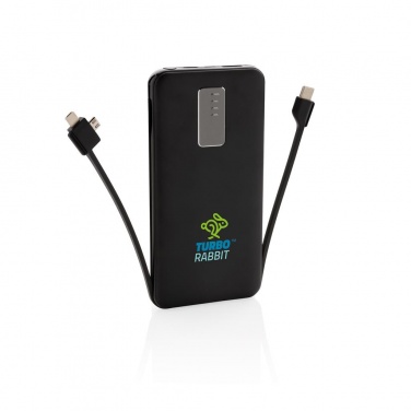 Logotrade promotional products photo of: 10.000 mAh powerbank with integrated cable, black