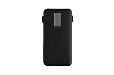 Logo trade promotional gift photo of: 10.000 mAh powerbank with integrated cable, black