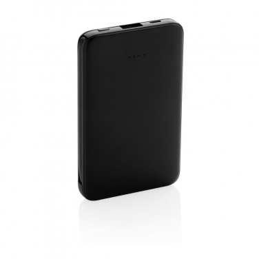 Logo trade promotional giveaways picture of: 5.000 mAh Pocket Powerbank with integrated cables, black
